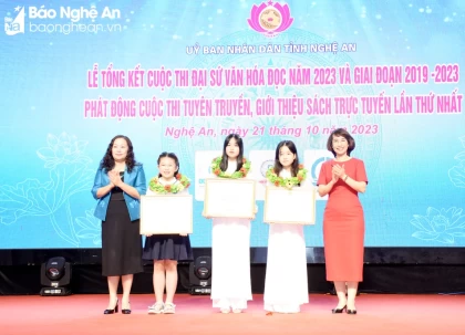 Nghệ An trao 54 giải thưởng của Cuộc thi Đại sứ Văn hóa đọc năm 2023