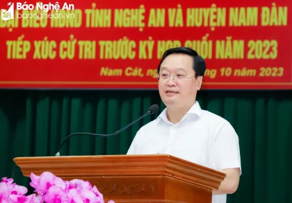 Chủ tịch UBND tỉnh Nguyễn Đức Trung tiếp xúc cử tri xã Nam Cát, huyện Nam Đàn