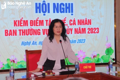 Ban Thường vụ Đảng ủy Khối Các cơ quan tỉnh kiểm điểm công tác lãnh đạo xây dựng Đảng năm 2023