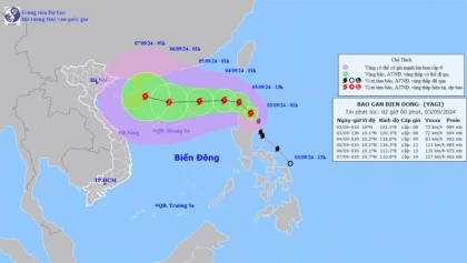 Chiều đến đêm 3/9, bão Yagi dự báo vào Biển Đông