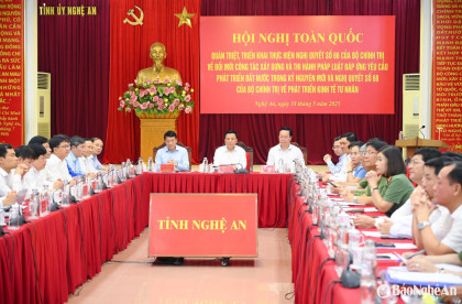 Hội nghị toàn quốc quán triệt, triển khai nghị quyết của Bộ Chính trị về xây dựng và thi hành pháp luật; phát triển kinh tế tư nhân