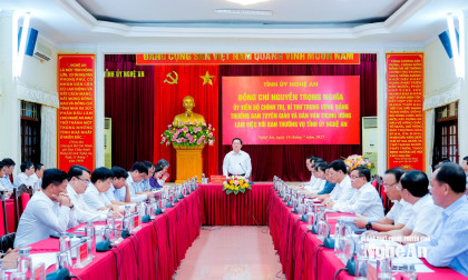 Trưởng ban Tuyên giáo và Dân vận Trung ương Nguyễn Trọng Nghĩa làm việc với Ban Thường vụ Tỉnh ủy Nghệ An