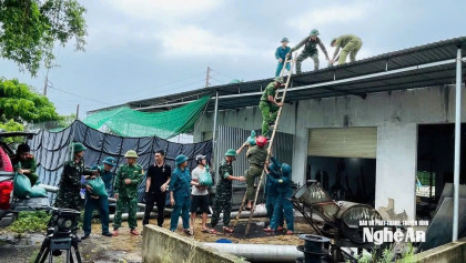 Chính quyền, người dân Nghệ An chạy đua với thời gian chằng chống nhà cửa, sẵn sàng chống ngập lụt, sạt lở