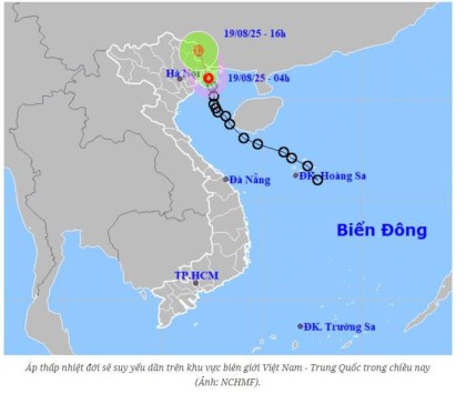 Áp thấp nhiệt đới mạnh cấp 6, giật cấp 8 đi vào Quảng Ninh - Hải Phòng