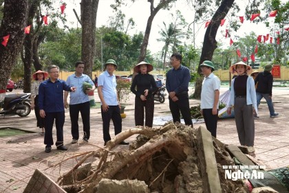 Giám đốc Sở Giáo dục và Đào tạo kiểm tra việc khắc phục bão lũ ở các trường học