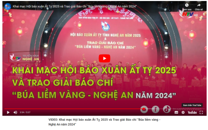 VIDEO: Khai mạc Hội báo xuân Ất Tỵ 2025 và Trao giải Báo chí “Búa liềm vàng - Nghệ An năm 2024”  Nguồn: NTV